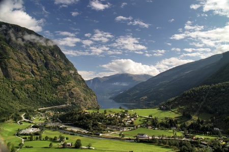 Beautiful view over  fjord in Norwayの写真素材