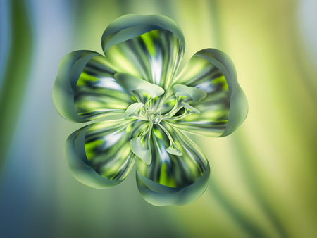 Illustration of beautiful green flower with stamensの写真素材