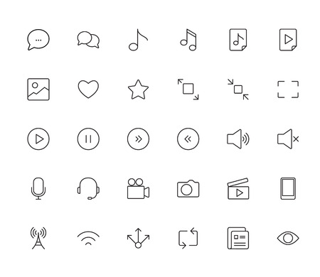Stroke simple vector icons of media staffのイラスト素材