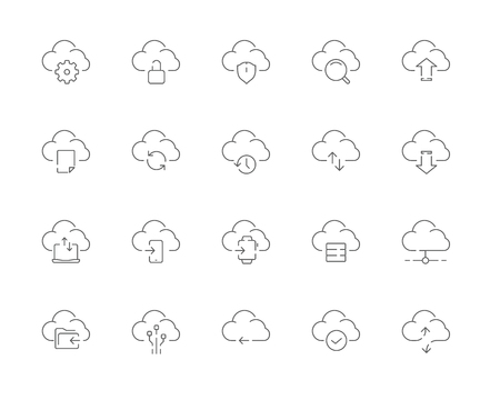 Simple set of Cloud computing vector line web icons.のイラスト素材
