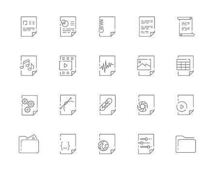 Simple set of Document related vector line web icons. Contains such Icons as Document, Attachment, Search for a document, Hand with a document and more. Editable Stroke. 48x48 Pixel Perfect.のイラスト素材