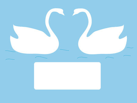 Postcard swans love symbol wedding. invitation torjestvo anniversary place for textのイラスト素材