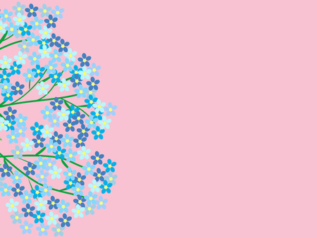 Forget-me-nots blue flowers flowers pink background . The inscription postcard holiday greetings birthday plantのイラスト素材