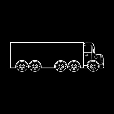 Big truck transport of large loads. Black and white silhouette of the carのイラスト素材