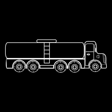 The truck big car transportation of gas liquids milk water fish transportation. Black and white silhouette of the carのイラスト素材