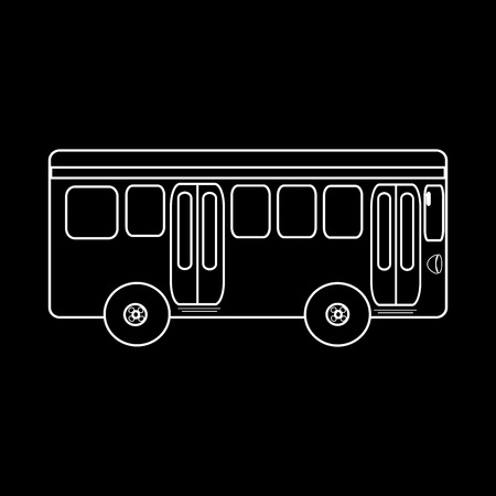 Passenger bus journey to city public transport. Black and white silhouette of the carの写真素材