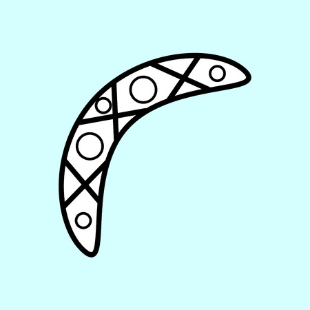 Boomerang with the national pattern. Silhouette hunting weapons of the aboriginesのイラスト素材