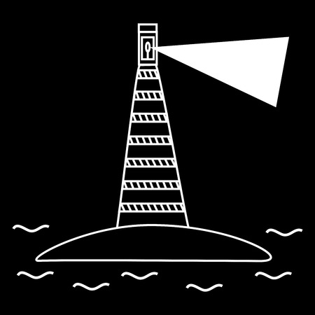 The old lighthouse sea navigation. The beam shines through the darknessのイラスト素材