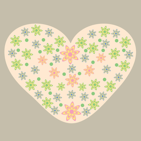 Heart with flowers romantic Valentines day background spring natureのイラスト素材