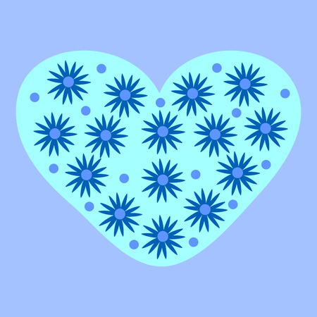 Blue stars heart romantic background winter cold flowersのイラスト素材