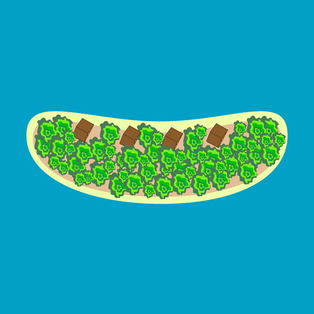 Tropical island in the shape of a sausage hot dog tourismのイラスト素材