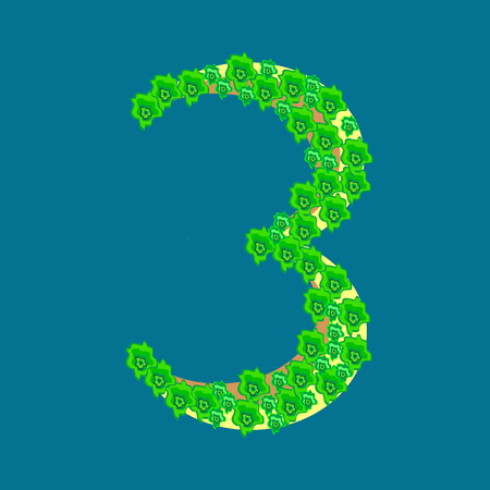 Figure number three 3 tropical island travel tourism vacationのイラスト素材