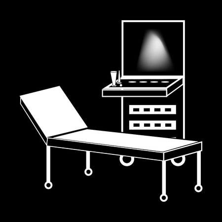 Ultrasound machine medical technology black white silhouette graphicsのイラスト素材