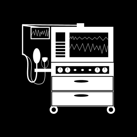 Apparatus for lung ventilation medical technology black white silhouette graphicsのイラスト素材