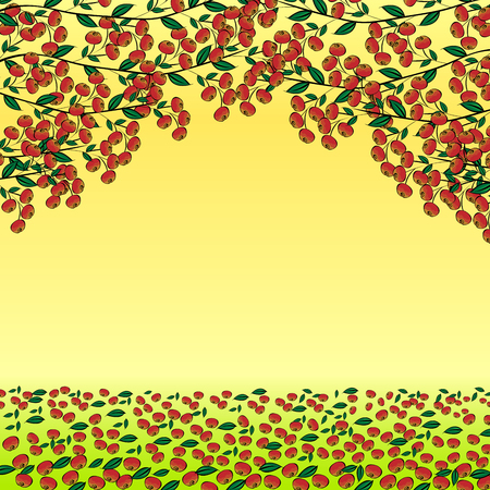 Ashberry red branch berry natural vector backgroundのイラスト素材