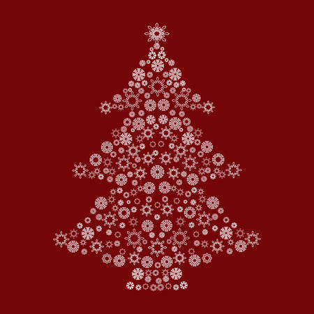 Christmas tree snow pattern. Snowflakes silhouette of the tree. Holiday vector backgroundのイラスト素材