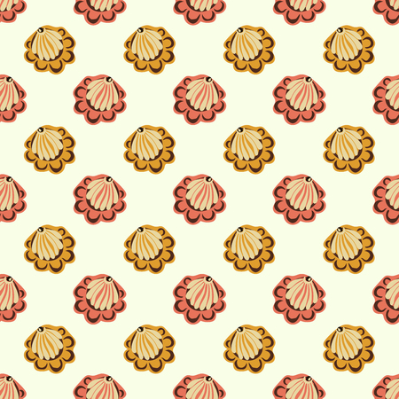 Red and yellow seashells, or flowers seamless pattern vector backgroundのイラスト素材