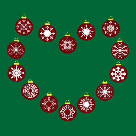 Red Christmas balls with snowflakes seamless pattern vector backgroundのイラスト素材