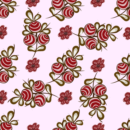 Red striped natural berries seamless pattern vector backgroundのイラスト素材