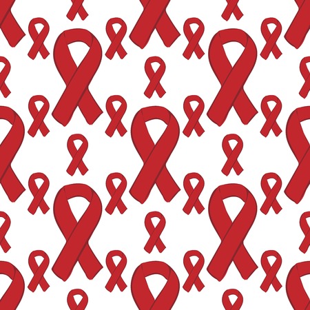 World AIDS day red ribbon seamless pattern のイラスト素材