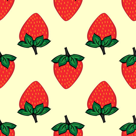 Red berries strawberry strawberry natural seamless pattern vector backgroundのイラスト素材