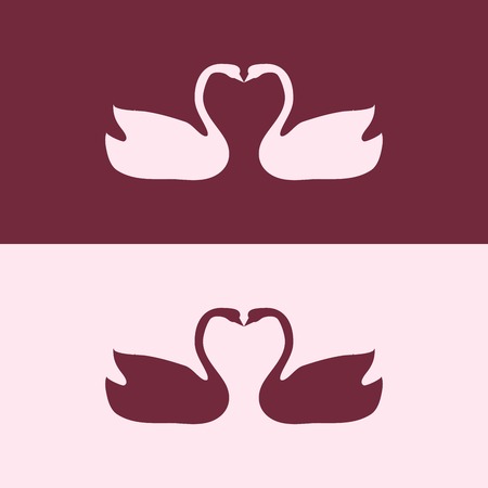 White Swan symbol of love vintage seamless pattern romantic pink red vector backgroundのイラスト素材