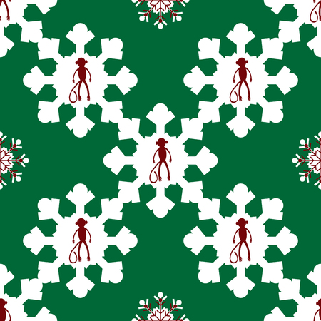 monkey symbol New year seamless pattern vector background with snowflakesのイラスト素材