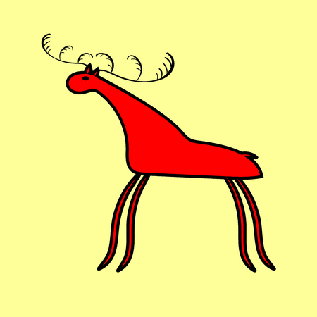 Red deer or moose ethnic ornament. Picture animal national styleのイラスト素材