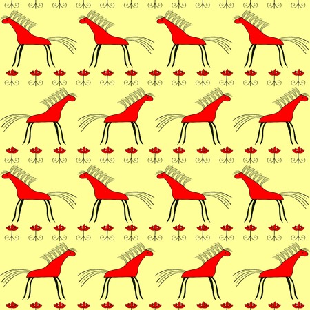 Red horse seamless pattern. のイラスト素材