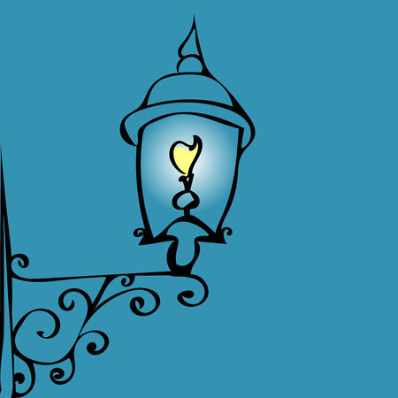 Retro street lantern. Public lighting. The night and darkness. Forged openwork decorative elementのイラスト素材