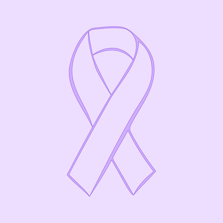 Lavender ribbon epilepsy cancer solidarity day. Craniosynostosis Craniofacial. Epilepsy awareness. Craniosynostosis awareness. Cancer awareness.のイラスト素材