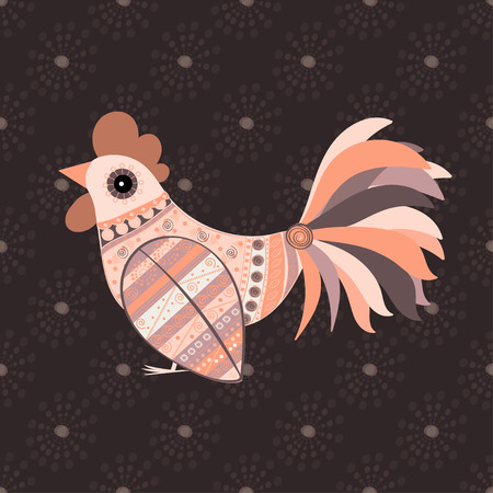 Cock bird ethnic pattern. Symbol 2017. New year. Fair and celebration. Fabulous animalのイラスト素材