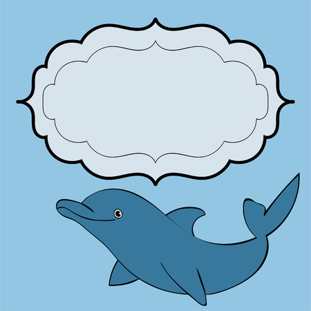 Dolphin sea animal frame text. Art vector illustration.のイラスト素材
