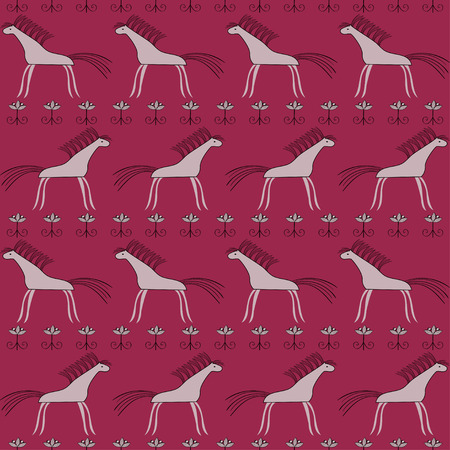 Horse seamless pattern. Vector ethnic style ornamental backgroundのイラスト素材