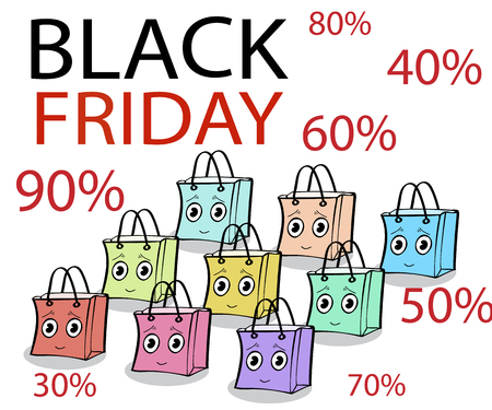 Funny gift wrap pack black Friday sale. Illustrator vectorのイラスト素材