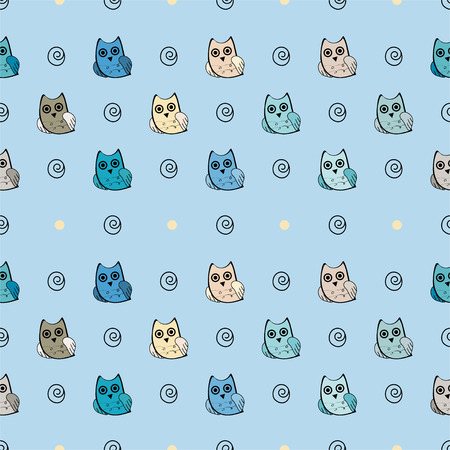 Owl vector seamless patternのイラスト素材