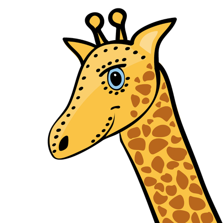 Giraffe cute funny cartoon headのイラスト素材