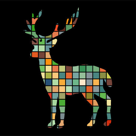 Deer woodland color silhouette animalのイラスト素材