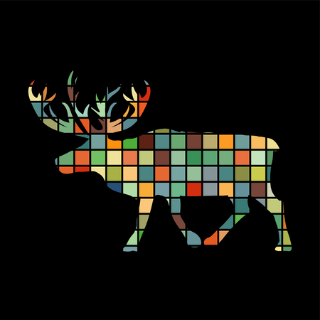 Deer northern color silhouette animalのイラスト素材