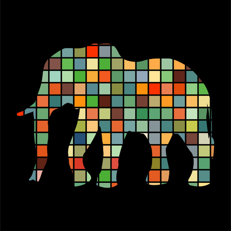 Elephant mammal color silhouette animalのイラスト素材