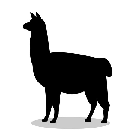 Illustration for Lama mammal black silhouette animal - Royalty Free Image