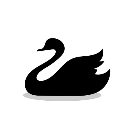 Swan bird black silhouette animalのイラスト素材