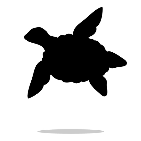 Sea turtle reptile black silhouette animalのイラスト素材