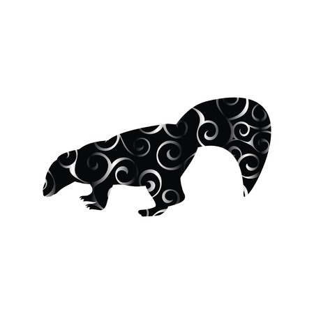 Skunk mammal color silhouette animalのイラスト素材