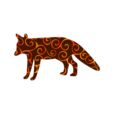 Fox wildlife color silhouette animalのイラスト素材