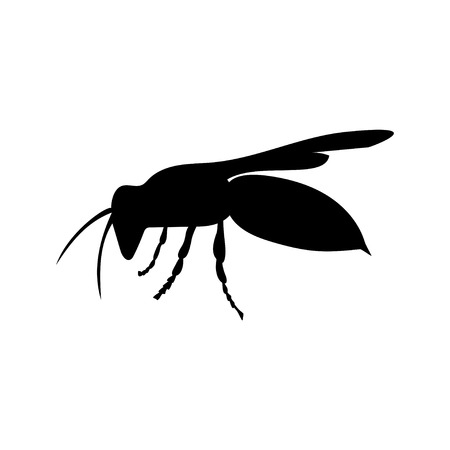 Wasp insect black silhouette animal. Vector Illustrator.のイラスト素材