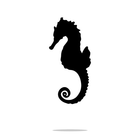 Seahorse black silhouette aquatic animalのイラスト素材