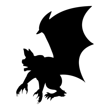 Gargoyle Chimera silhouette ancient mythology fantasy.のイラスト素材