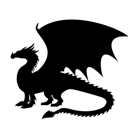 Dragon fantastic silhouette symbol mythology fantasy.のイラスト素材