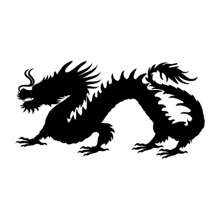 Chinese dragon silhouette symbol traditional Chinaのイラスト素材